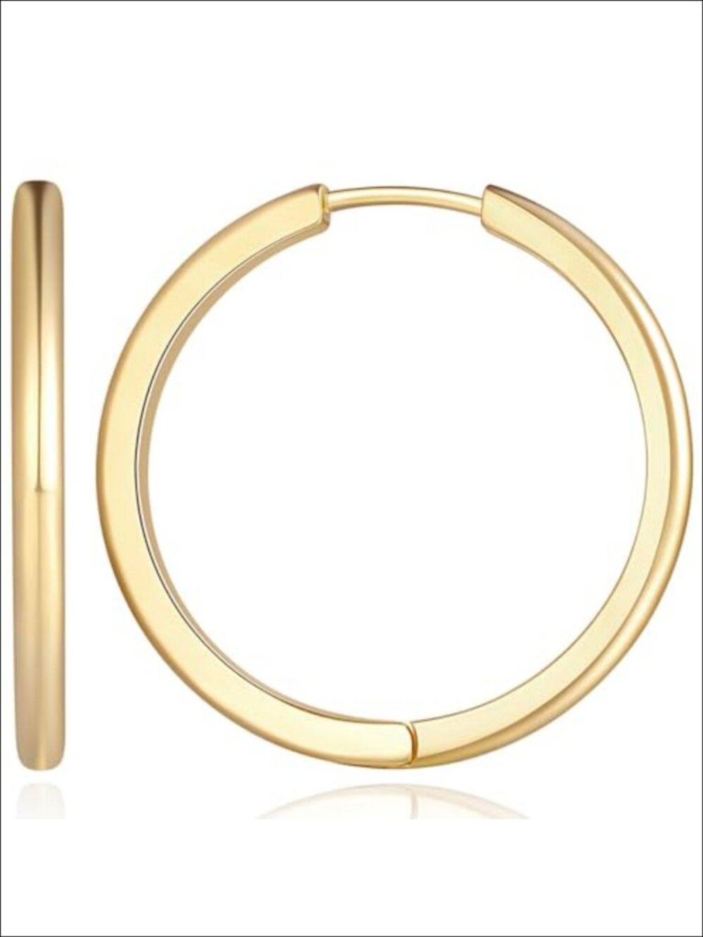 14K Gold Plated Hoop Earrings Huggie Hoops French Wire 30mm
